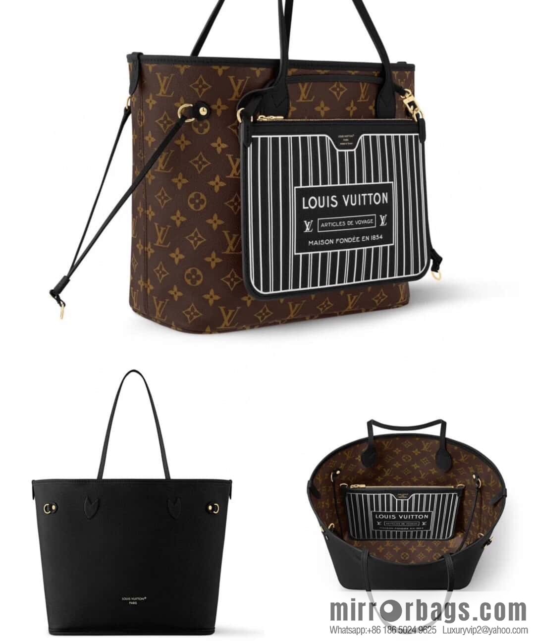 [Boutique‑grade] M11946 presbyopia/black, shopping bag series Neverfull MM handbag M12061 brown