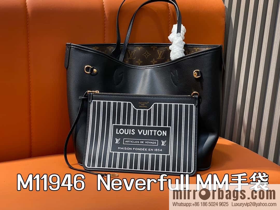 [Boutique‑grade] M11946 presbyopia/black, shopping bag series Neverfull MM handbag M12061 brown