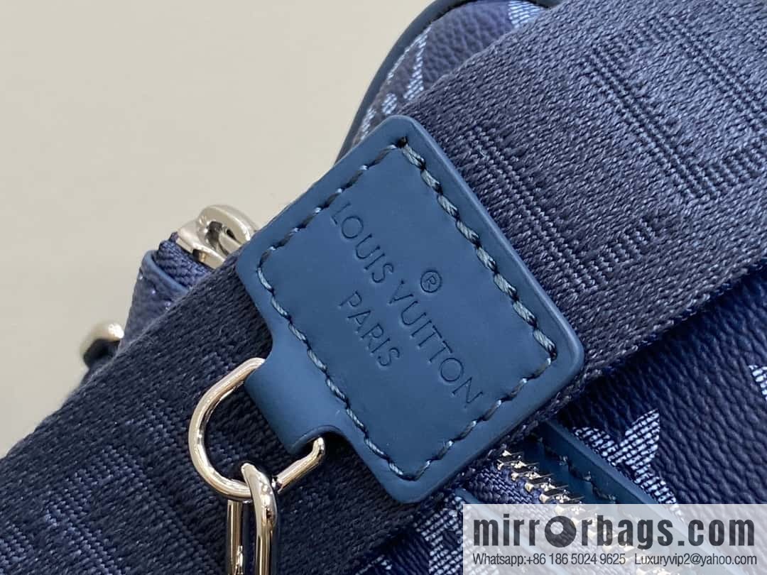 [Premium‑quality] M11592 blue gradual change men's bag three-piece series, variable code chip version, the latest Trio mailman bag