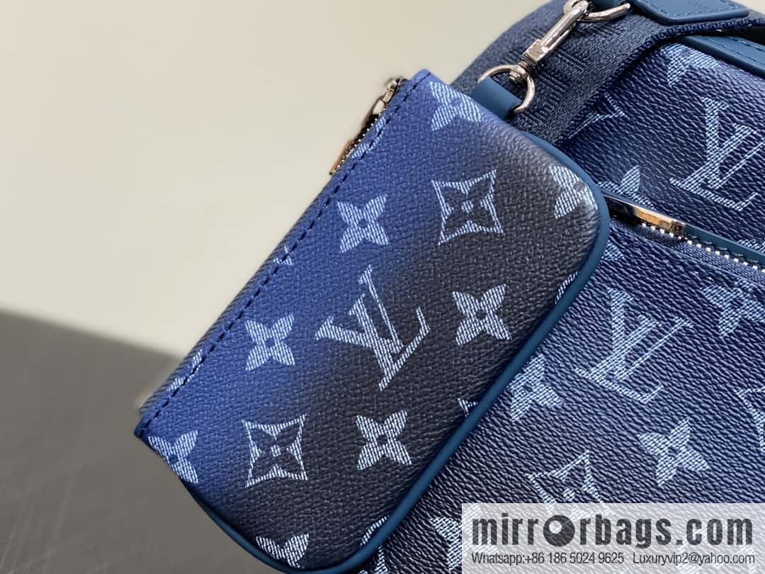 [Premium‑quality] M11592 blue gradual change men's bag three-piece series, variable code chip version, the latest Trio mailman bag