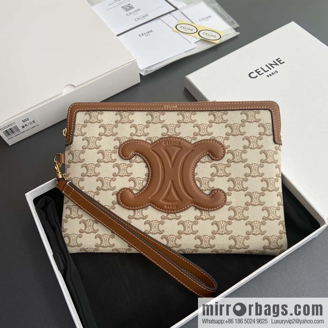 CELINE TRIOMPHE Iconic Printed Clutch Bag 10J502FES.04LU 502 White Flower