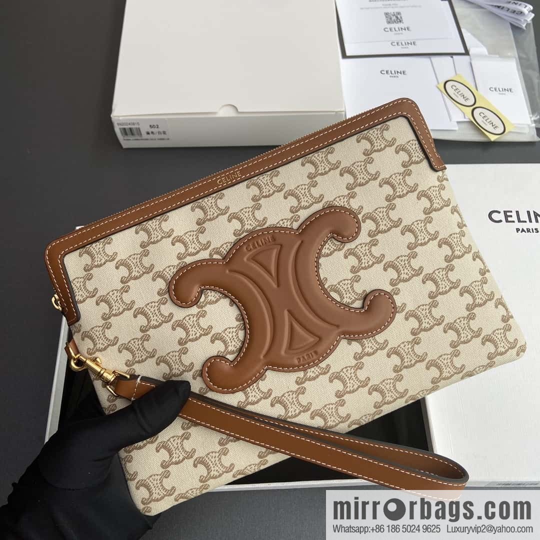 CELINE TRIOMPHE Iconic Printed Clutch Bag 10J502FES.04LU 502 White Flower