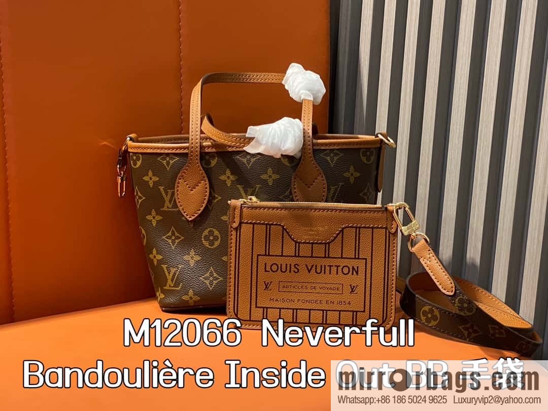[Boutique‑grade] M12066 presbyopia brown, double-sided shopping bag series Neverfull Bandoulière Inside Out BB handbag
