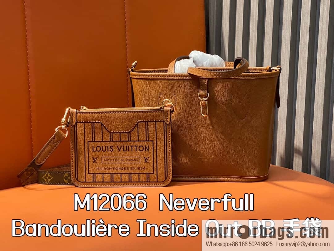 [Boutique‑grade] M12066 presbyopia brown, double-sided shopping bag series Neverfull Bandoulière Inside Out BB handbag