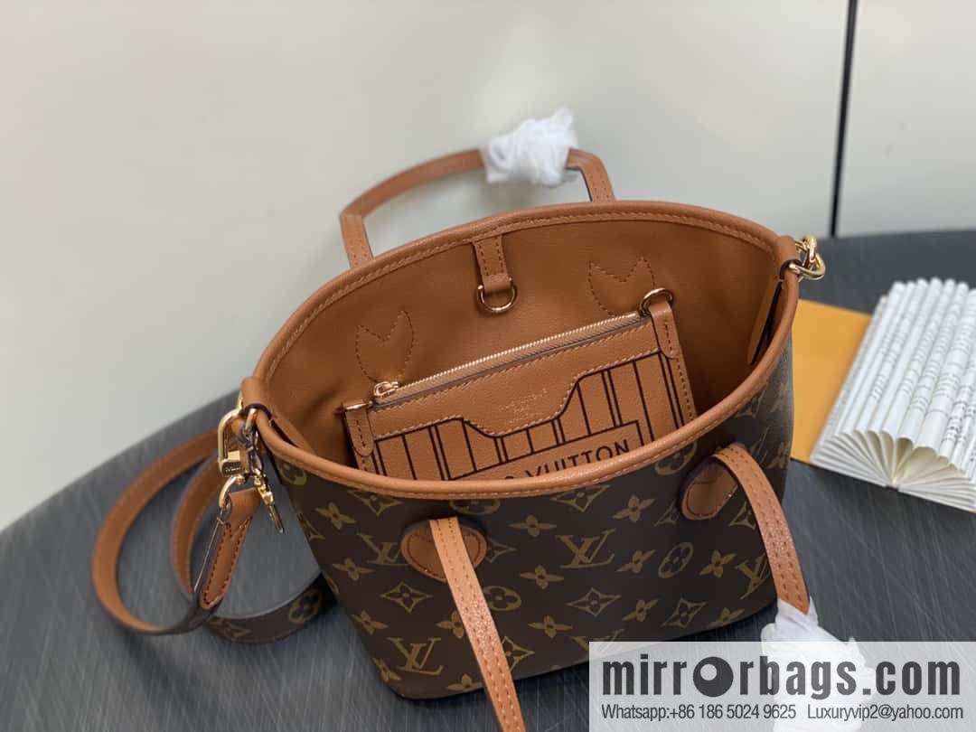 [Boutique‑grade] M12066 presbyopia brown, double-sided shopping bag series Neverfull Bandoulière Inside Out BB handbag
