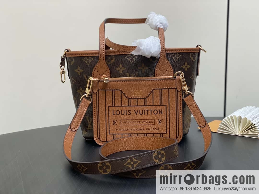 [Boutique‑grade] M12066 presbyopia brown, double-sided shopping bag series Neverfull Bandoulière Inside Out BB handbag