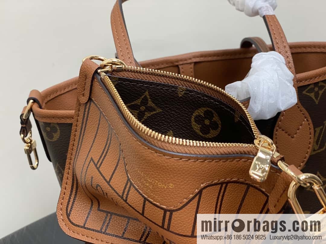 [Boutique‑grade] M12066 presbyopia brown, double-sided shopping bag series Neverfull Bandoulière Inside Out BB handbag