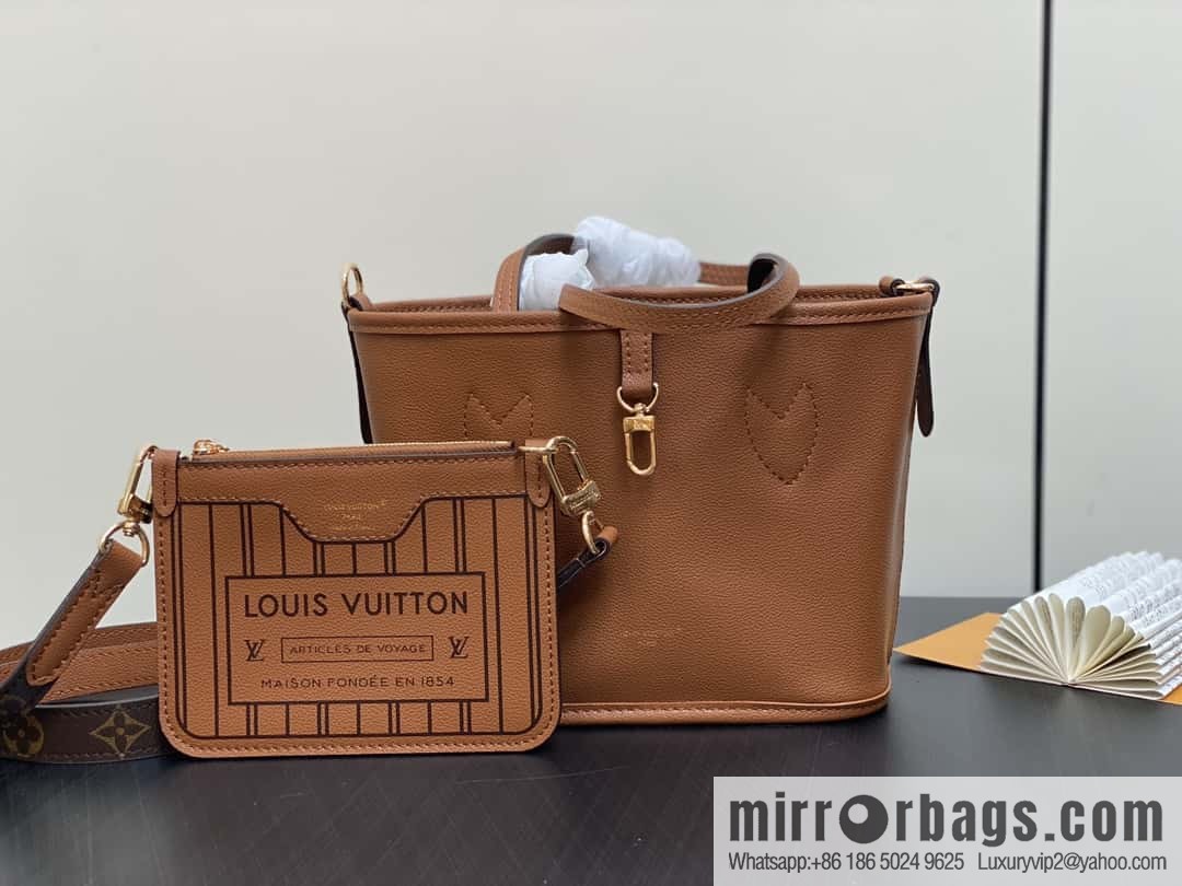 [Boutique‑grade] M12066 presbyopia brown, double-sided shopping bag series Neverfull Bandoulière Inside Out BB handbag