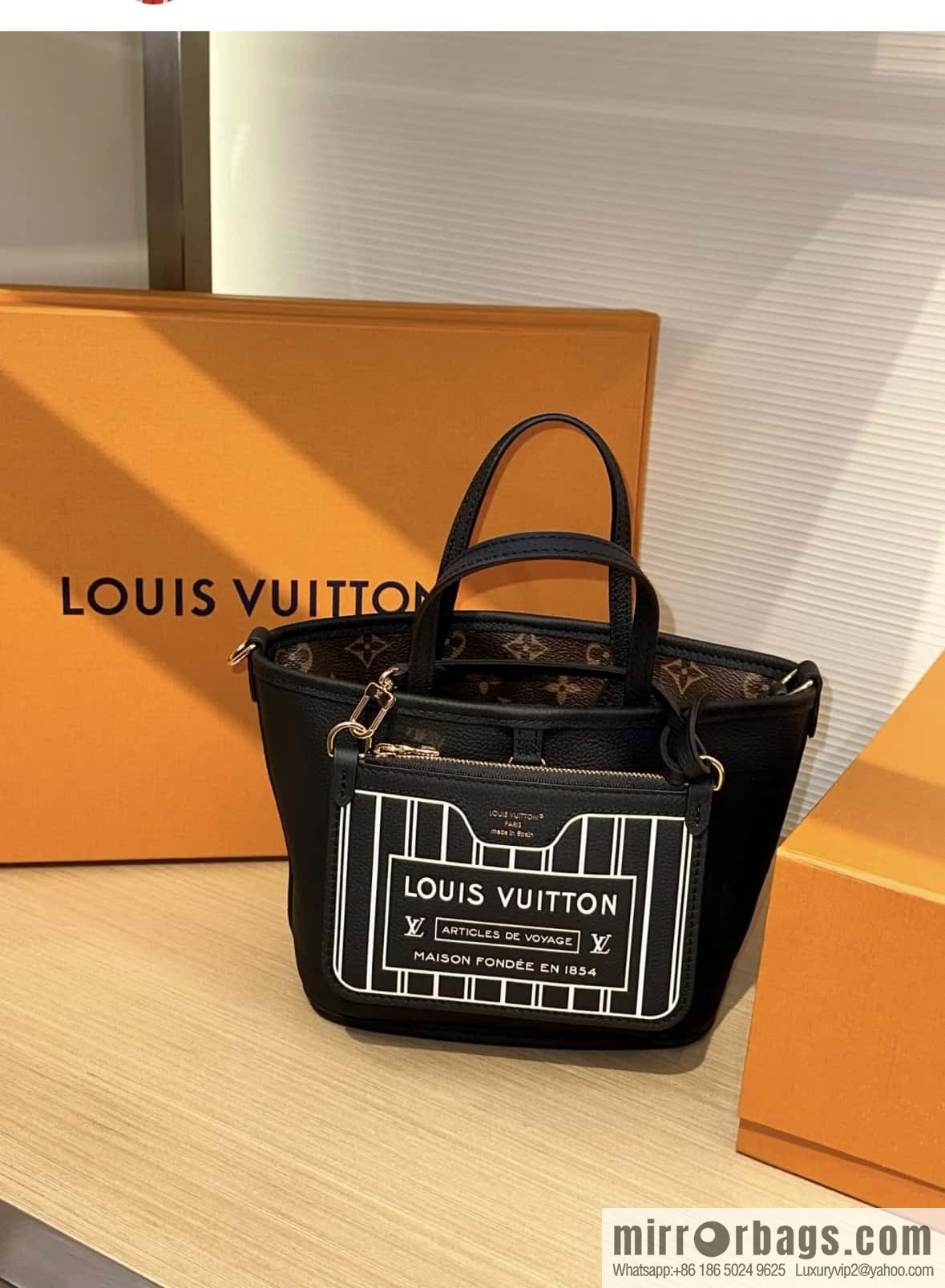 [Boutique‑grade] M12066 presbyopia brown, double-sided shopping bag series Neverfull Bandoulière Inside Out BB handbag