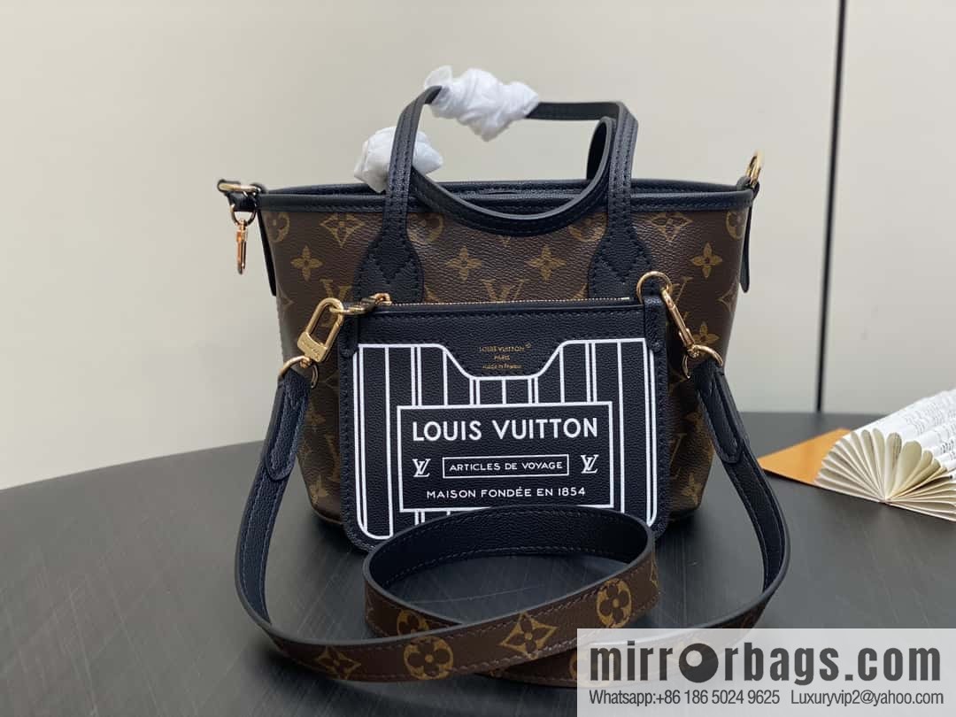 [Boutique‑grade] M12066 presbyopia brown, double-sided shopping bag series Neverfull Bandoulière Inside Out BB handbag