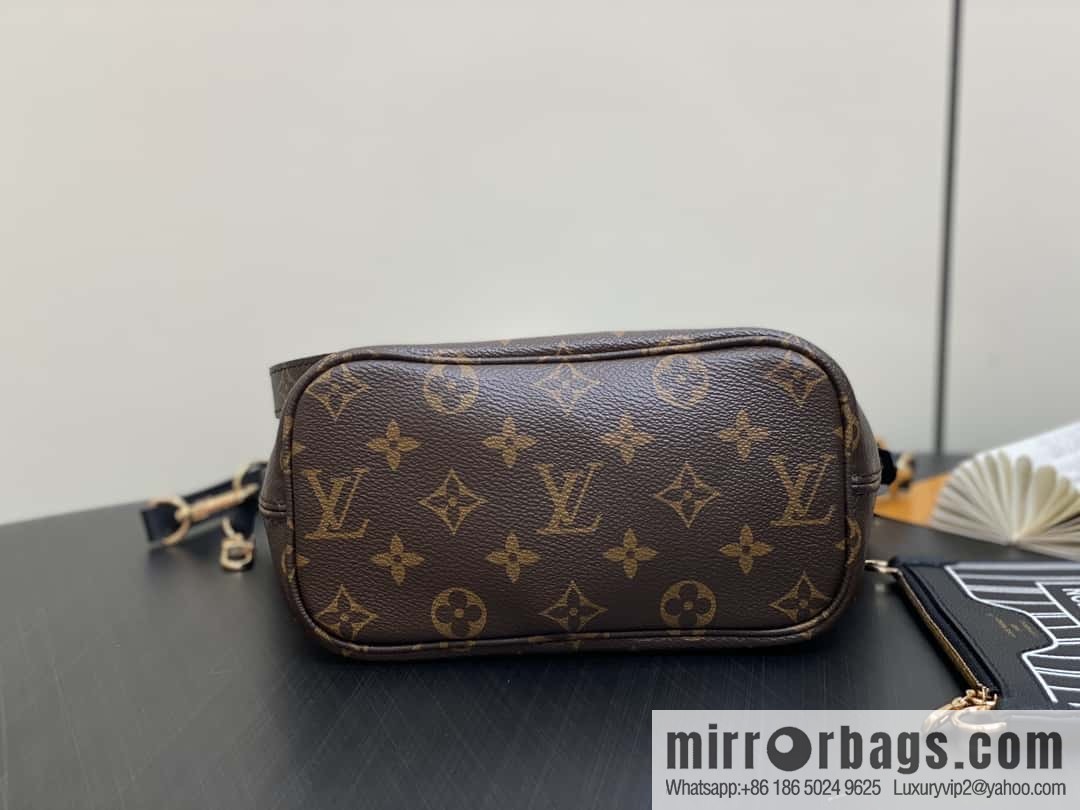 [Boutique‑grade] M12066 presbyopia brown, double-sided shopping bag series Neverfull Bandoulière Inside Out BB handbag