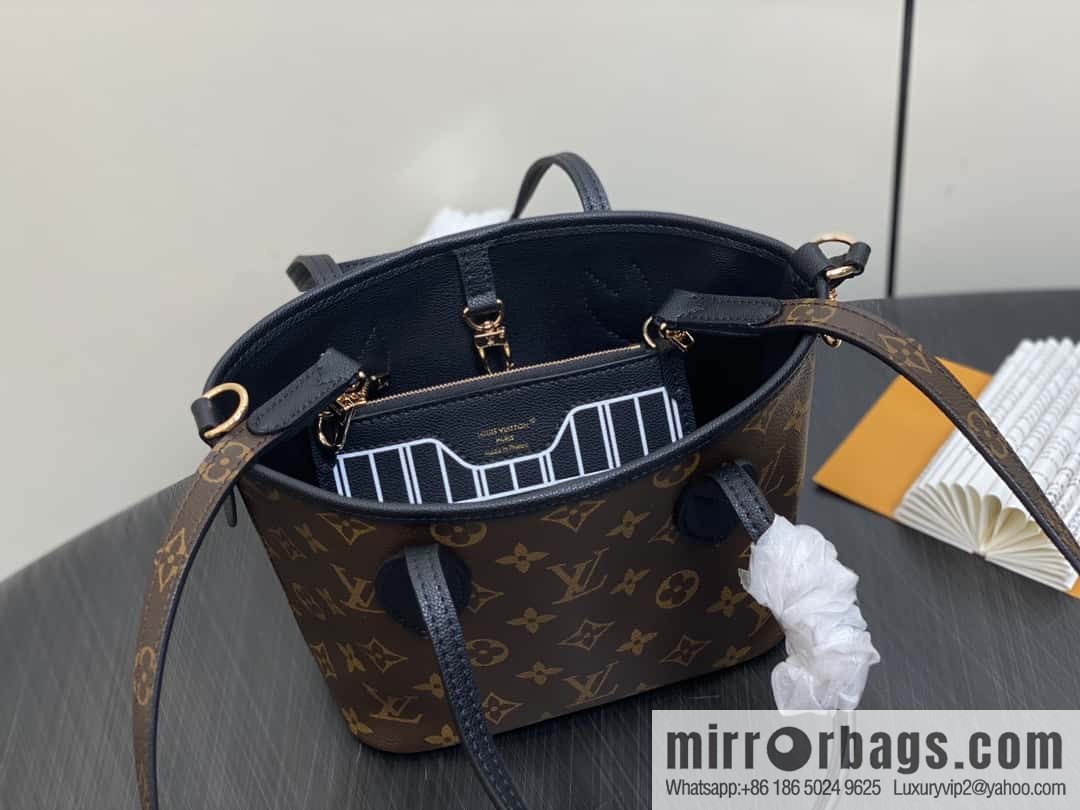 [Boutique‑grade] M12066 presbyopia brown, double-sided shopping bag series Neverfull Bandoulière Inside Out BB handbag