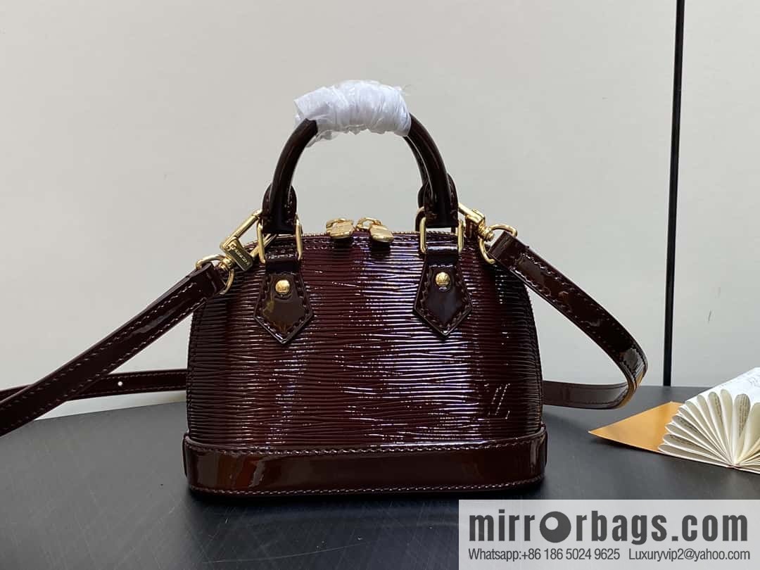 [Boutique‑grade] M81945 burgundy patent leather, patent leather shell bag series Nano Alma shell handbag M81945 83282 water ripple (mirror patent leather) classic Alma handbag
