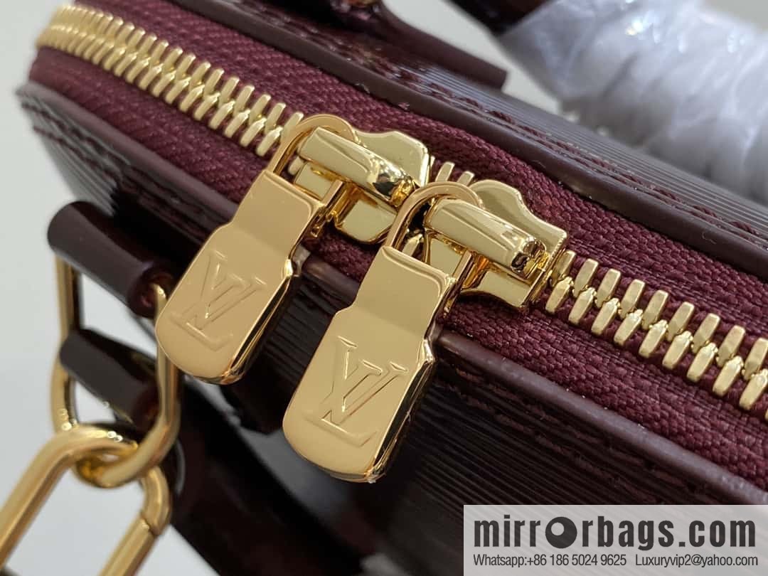 [Boutique‑grade] M81945 burgundy patent leather, patent leather shell bag series Nano Alma shell handbag M81945 83282 water ripple (mirror patent leather) classic Alma handbag