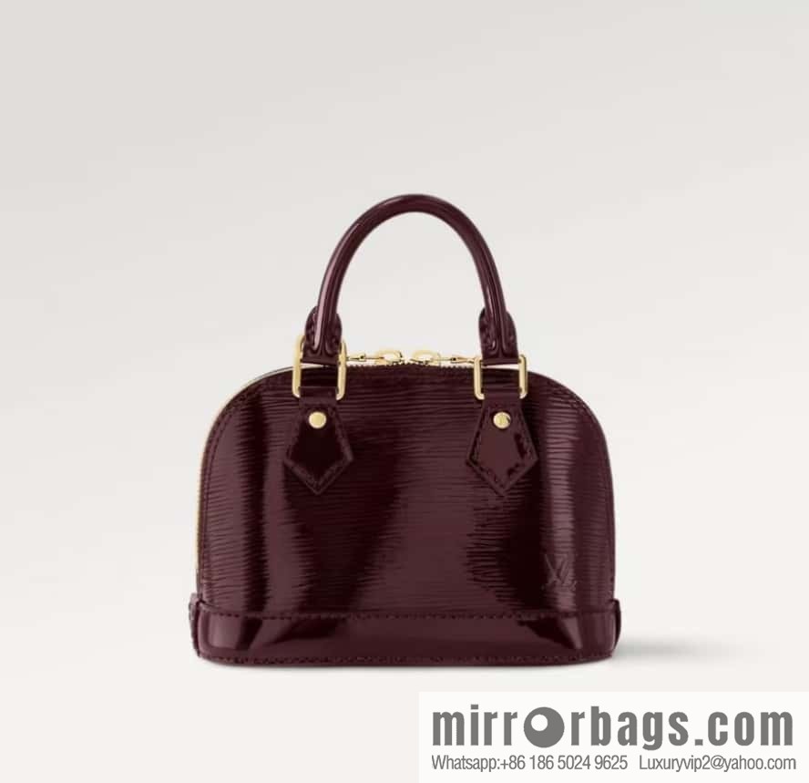 [Boutique‑grade] M81945 burgundy patent leather, patent leather shell bag series Nano Alma shell handbag M81945 83282 water ripple (mirror patent leather) classic Alma handbag