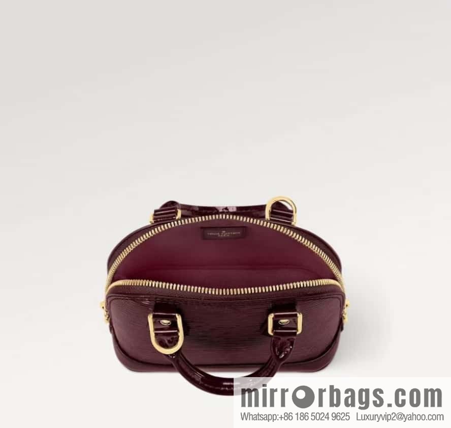 [Boutique‑grade] M81945 burgundy patent leather, patent leather shell bag series Nano Alma shell handbag M81945 83282 water ripple (mirror patent leather) classic Alma handbag