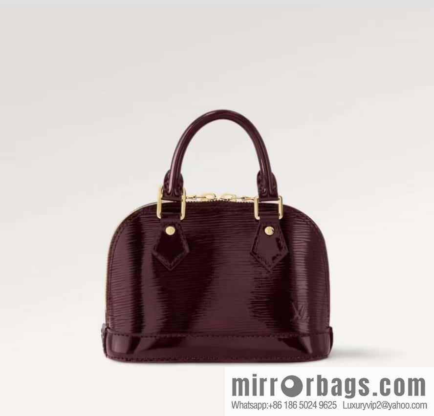 [Boutique‑grade] M81945 burgundy patent leather, patent leather shell bag series Nano Alma shell handbag M81945 83282 water ripple (mirror patent leather) classic Alma handbag