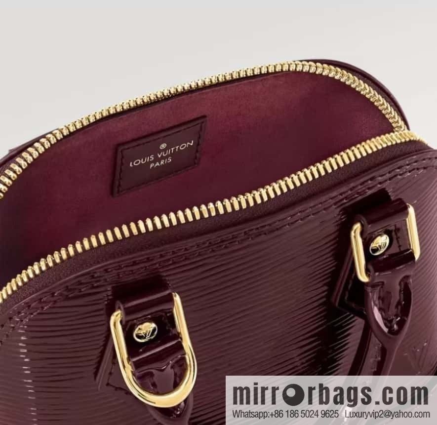 [Boutique‑grade] M81945 burgundy patent leather, patent leather shell bag series Nano Alma shell handbag M81945 83282 water ripple (mirror patent leather) classic Alma handbag