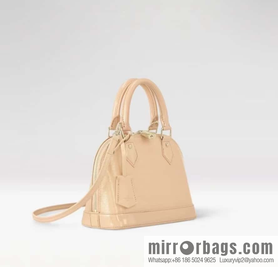 [Boutique‑grade] M40301 apricot patent leather, water ripple shell bag series Alma shell BB handbag