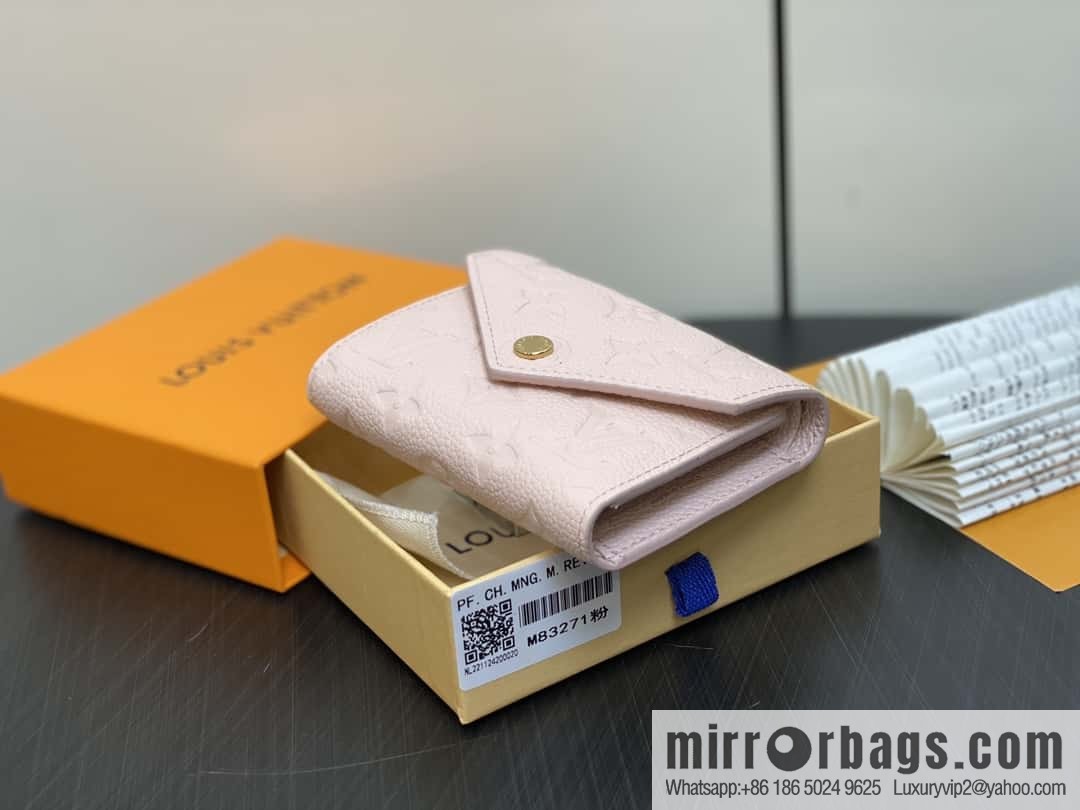[Boutique‑grade] M83271 pink full leather, three-fold wallet series Victorine bag