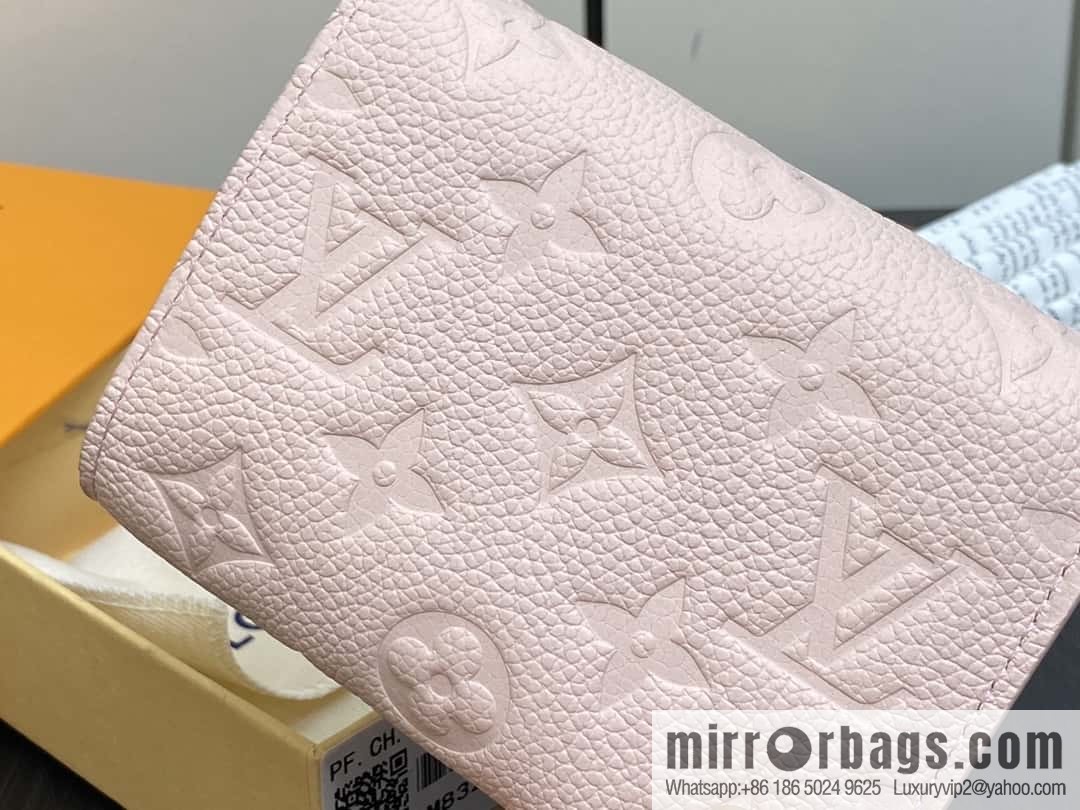 [Boutique‑grade] M83271 pink full leather, three-fold wallet series Victorine bag