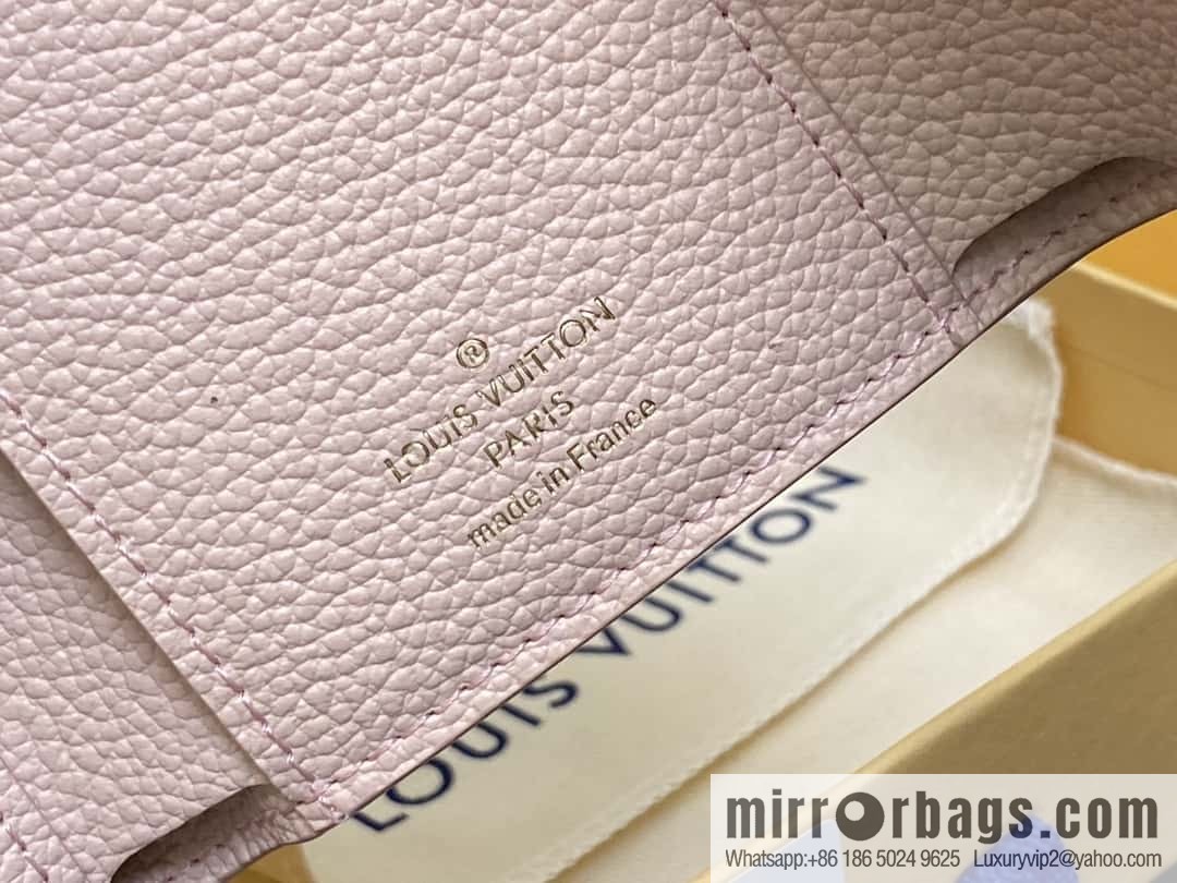 [Boutique‑grade] M83271 pink full leather, three-fold wallet series Victorine bag