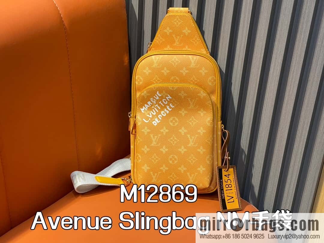 [Boutique‑grade] M12869 yellow (silk screen) men's bag breast bag series Avenue Slingbag NM handbag