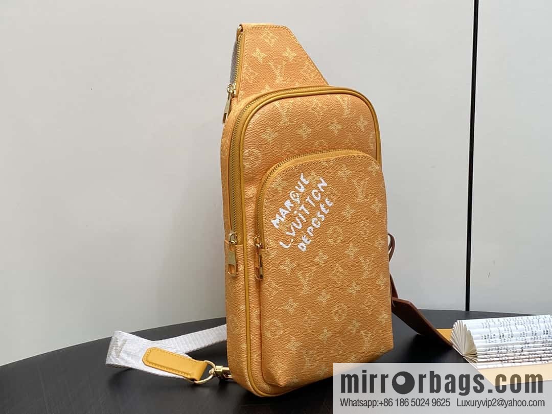 [Boutique‑grade] M12869 yellow (silk screen) men's bag breast bag series Avenue Slingbag NM handbag
