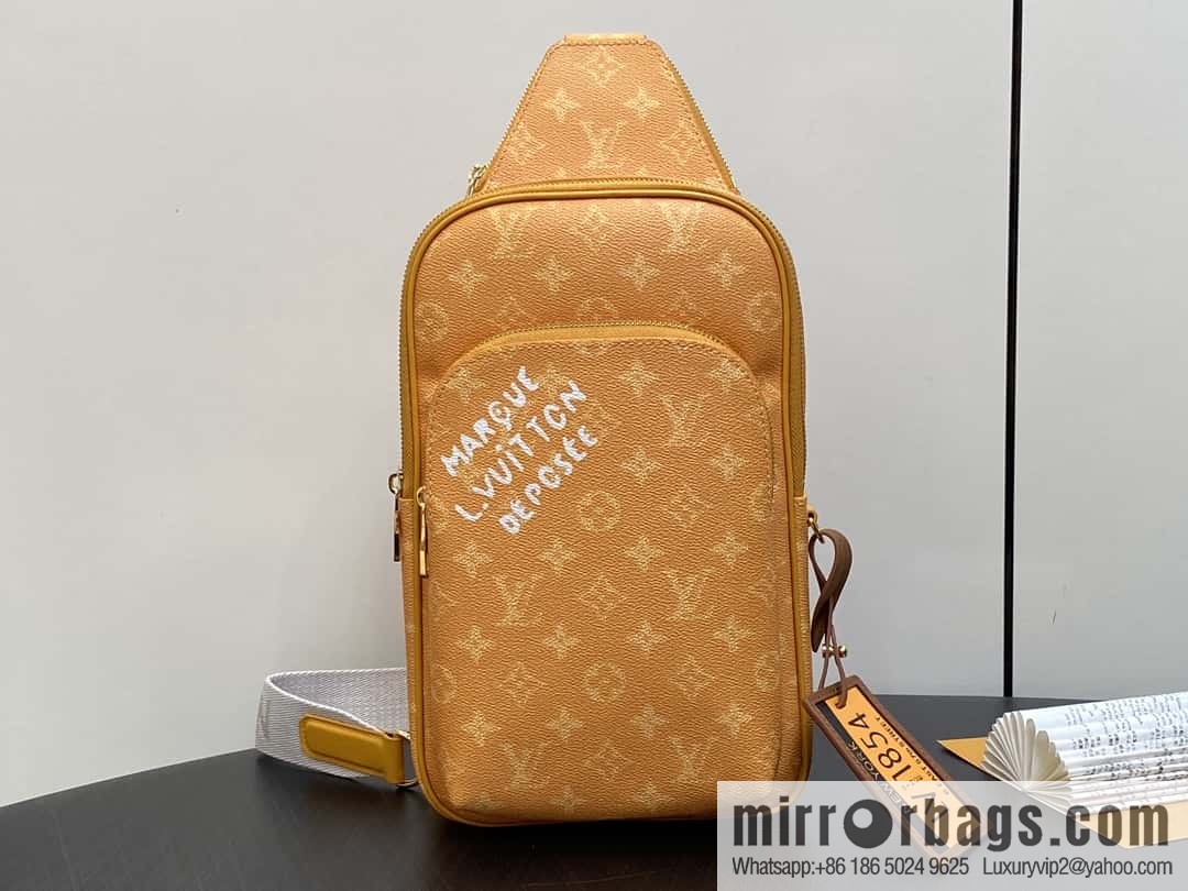 [Boutique‑grade] M12869 yellow (silk screen) men's bag breast bag series Avenue Slingbag NM handbag