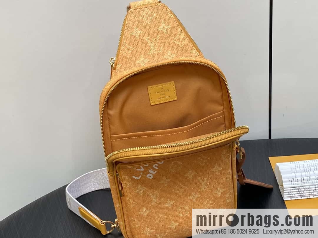 [Boutique‑grade] M12869 yellow (silk screen) men's bag breast bag series Avenue Slingbag NM handbag