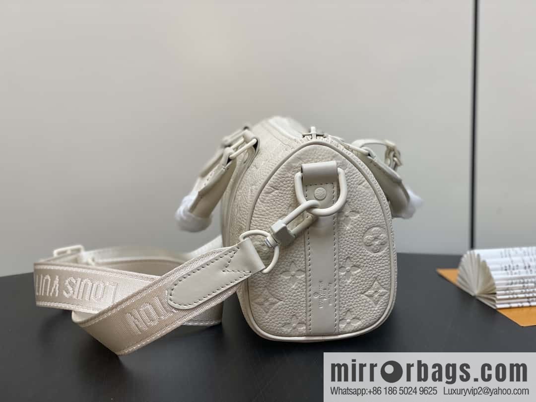 [Boutique‑grade] M24434 white full leather embossed, men's bag pillow bag series, classic Keepall travel bag
