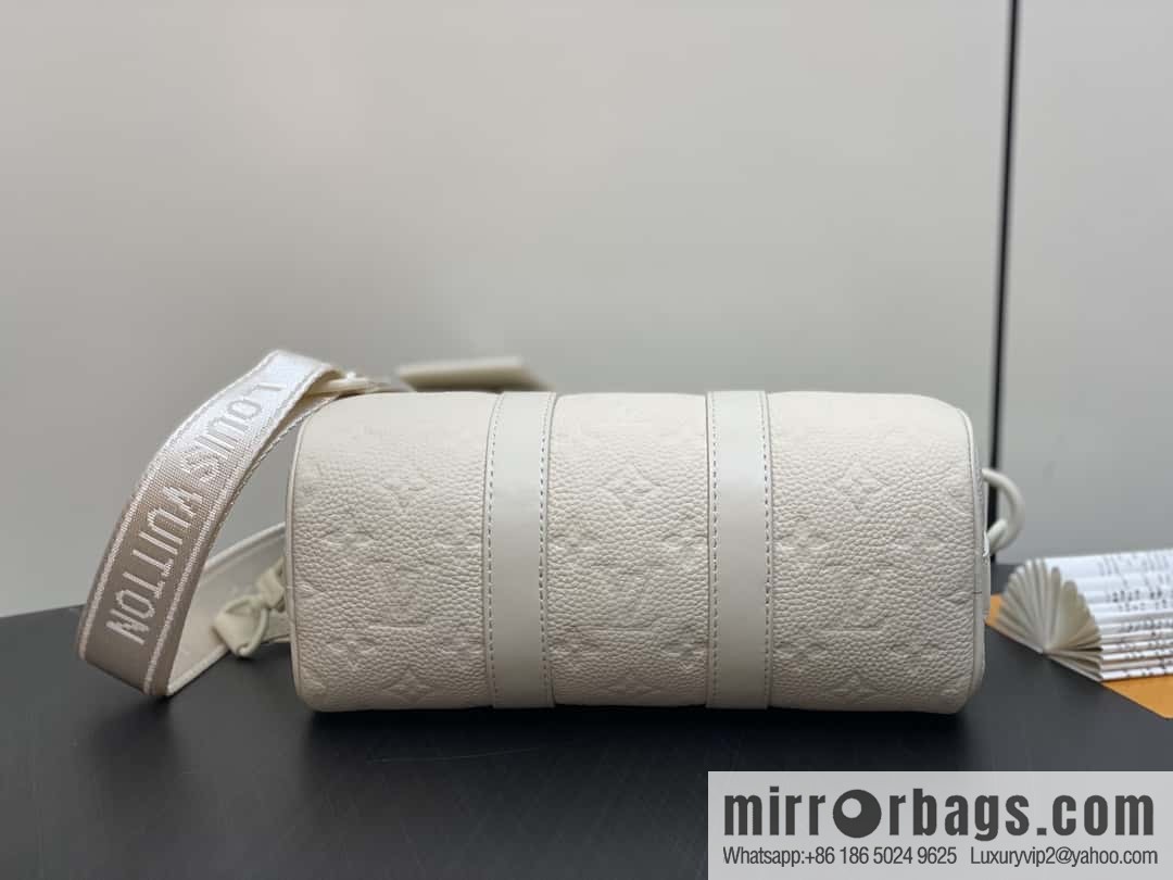 [Boutique‑grade] M24434 white full leather embossed, men's bag pillow bag series, classic Keepall travel bag