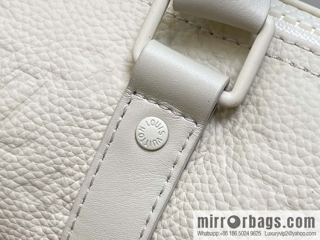[Boutique‑grade] M24434 white full leather embossed, men's bag pillow bag series, classic Keepall travel bag