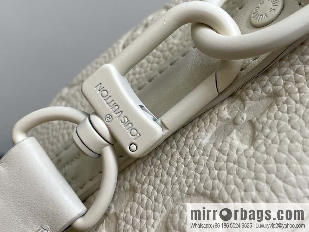 [Boutique‑grade] M24434 white full leather embossed, men's bag pillow bag series, classic Keepall travel bag