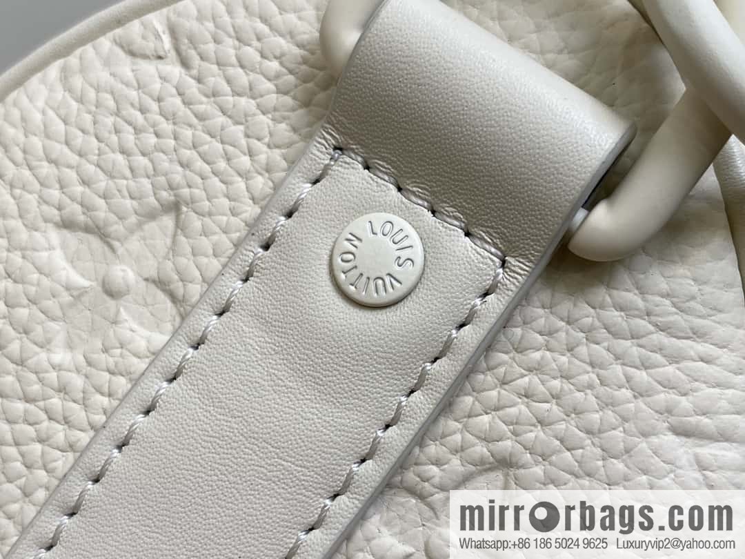 [Boutique‑grade] M24434 white full leather embossed, men's bag pillow bag series, classic Keepall travel bag