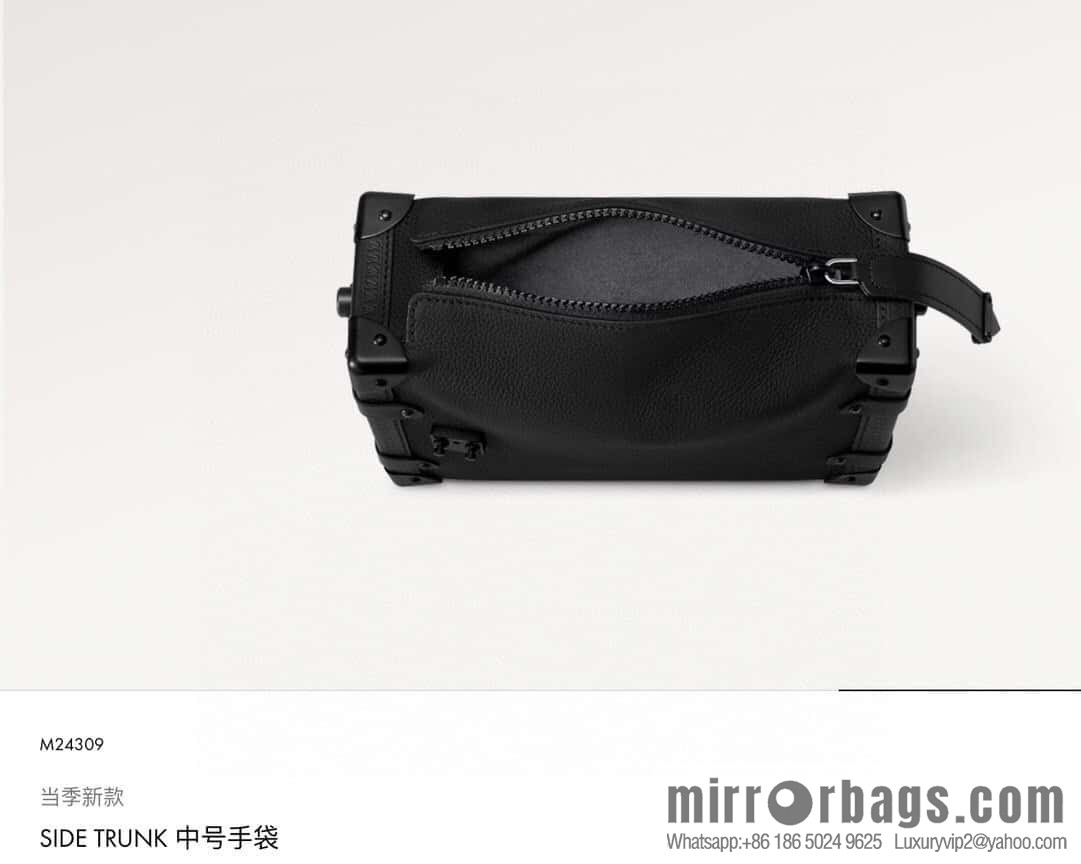 [Boutique‑grade] M24309 black buckle, full leather soft box bag series SIDE TRUNK medium handbag M46358