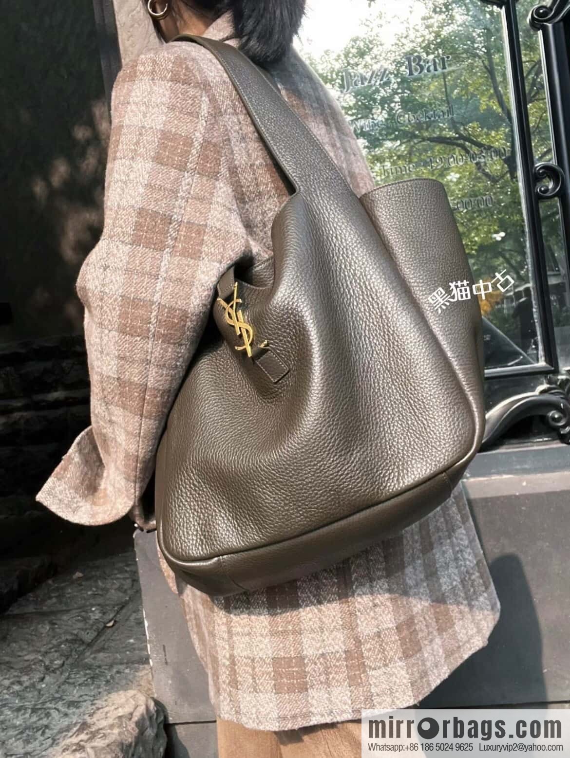 YSL Soft Deer Leather Tote Bag 763435 Light Musk