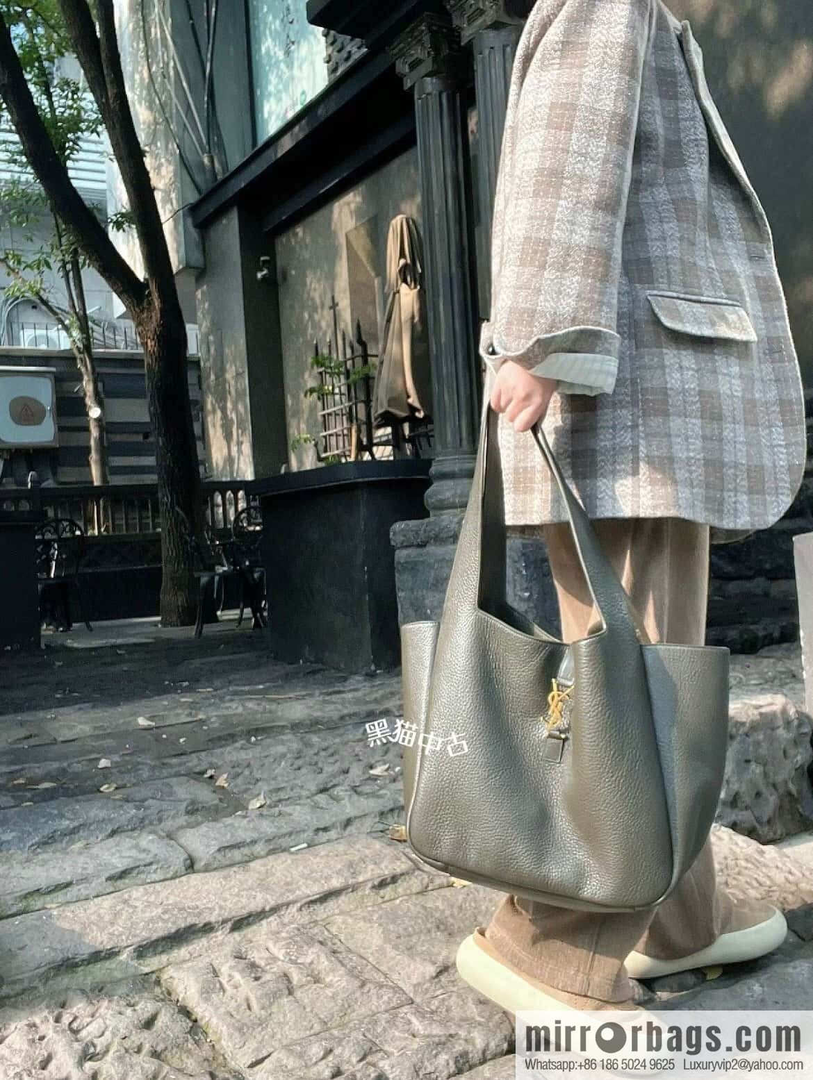 YSL Soft Deer Leather Tote Bag 763435 Light Musk