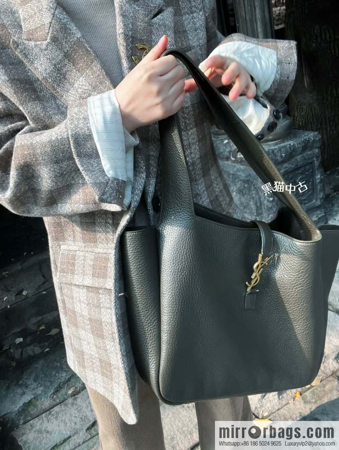 YSL Soft Deer Leather Tote Bag 763435 Light Musk