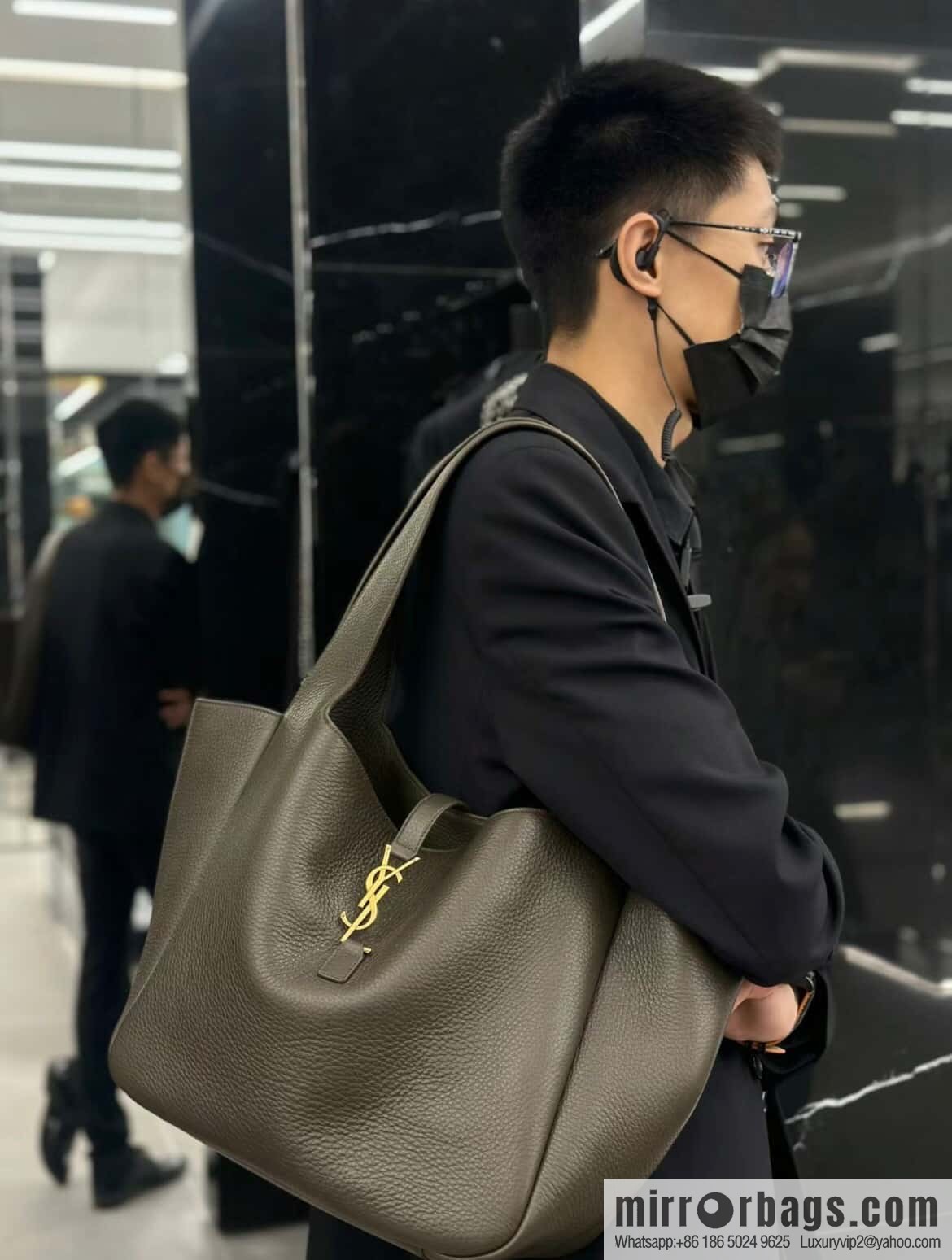 YSL Soft Deer Leather Tote Bag 763435 Light Musk