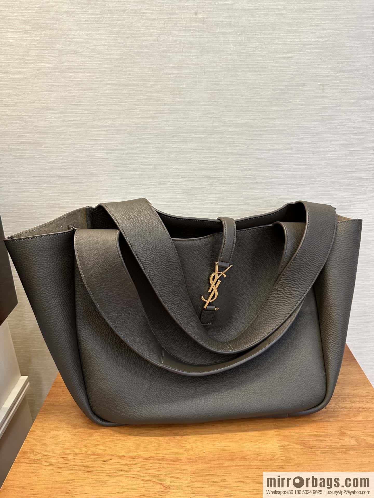 YSL Soft Deer Leather Tote Bag 763435 Light Musk