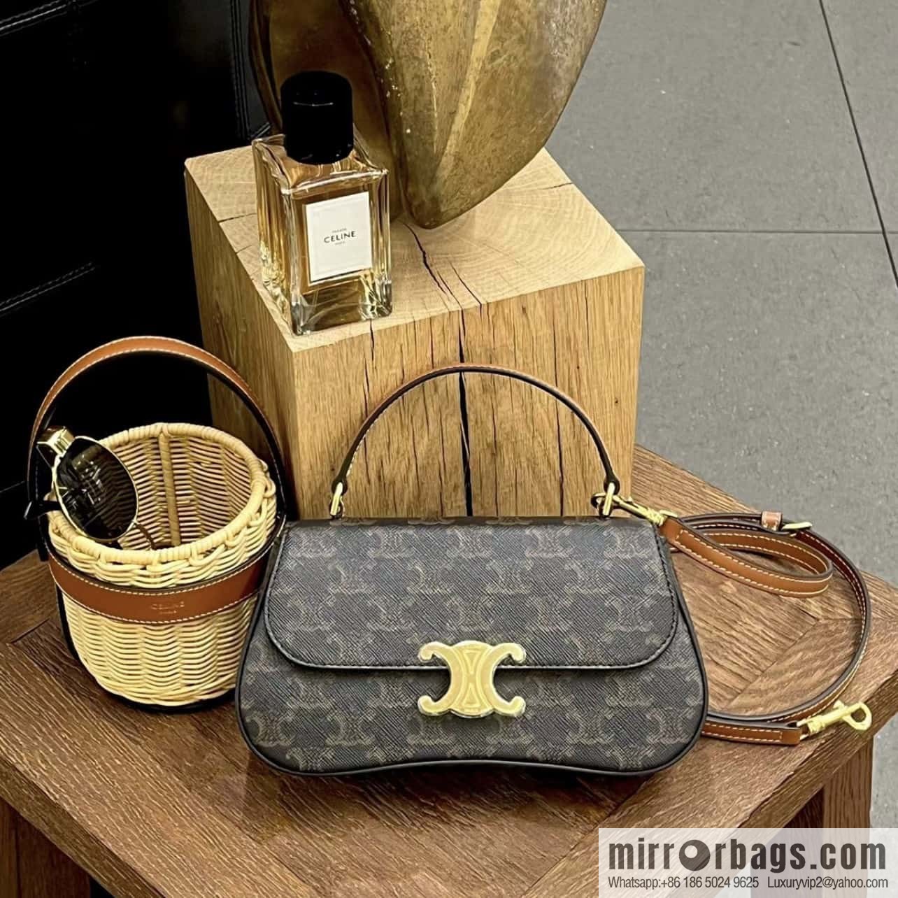 CELINE TEEN LOLA logo printed cow leather handbag 119532