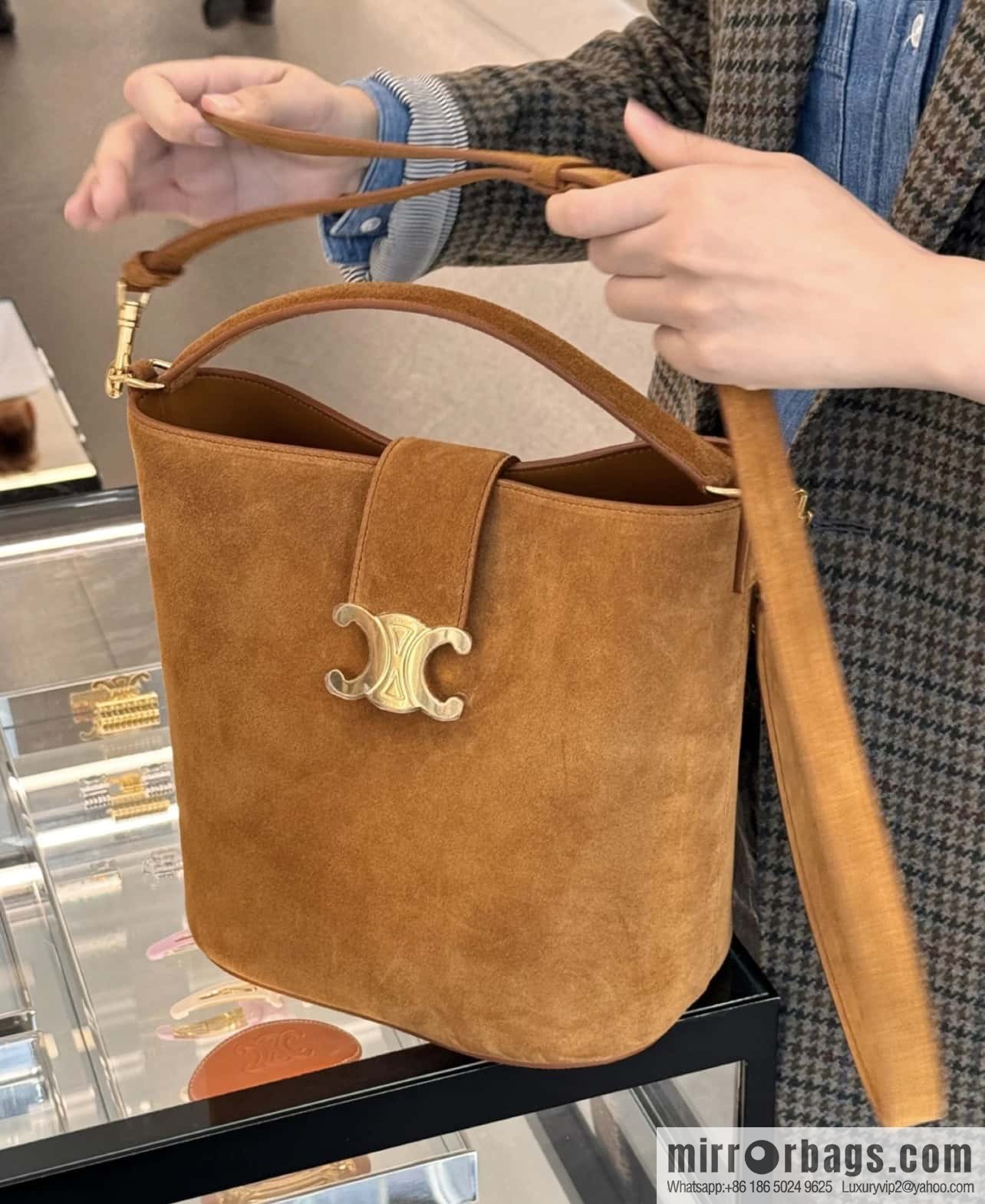 CELINE LOUISE Medium Cowhide Suede Handbag 116613