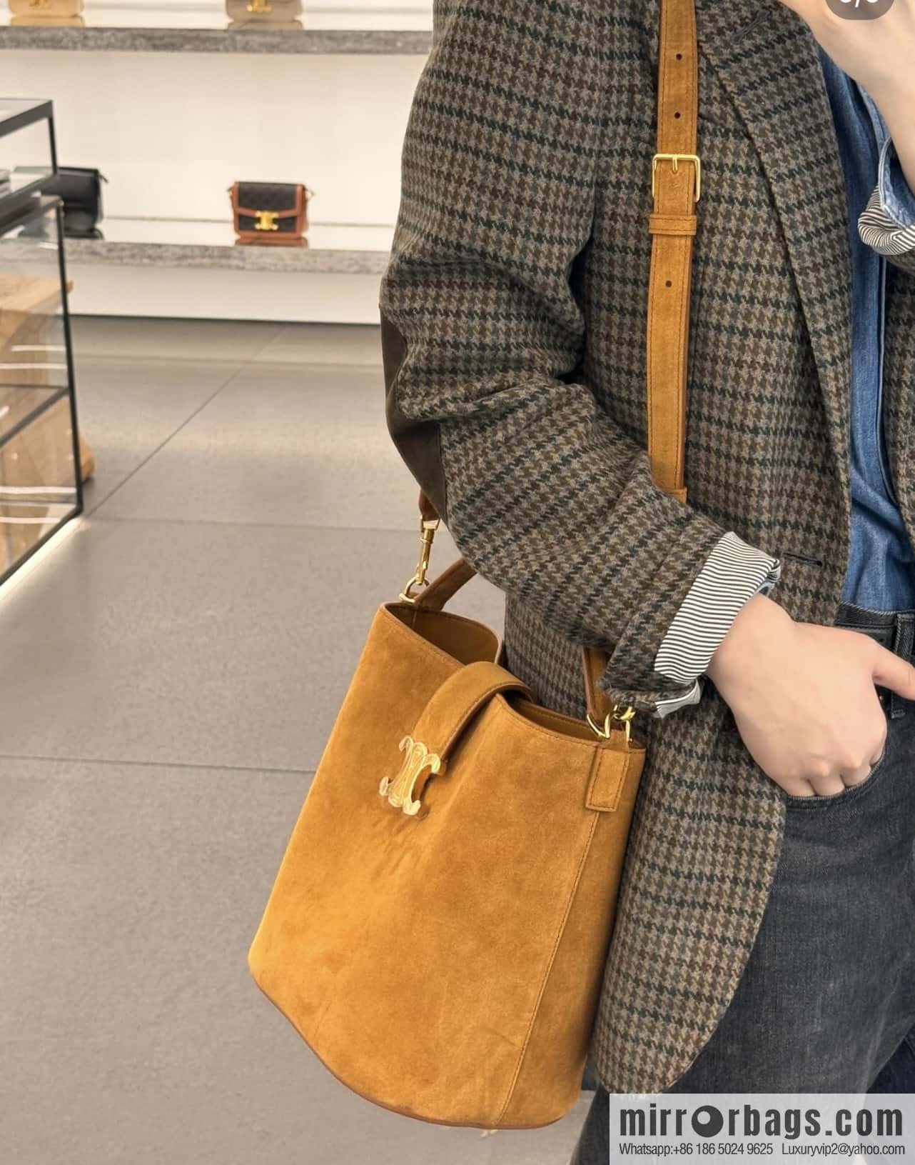 CELINE LOUISE Medium Cowhide Suede Handbag 116613