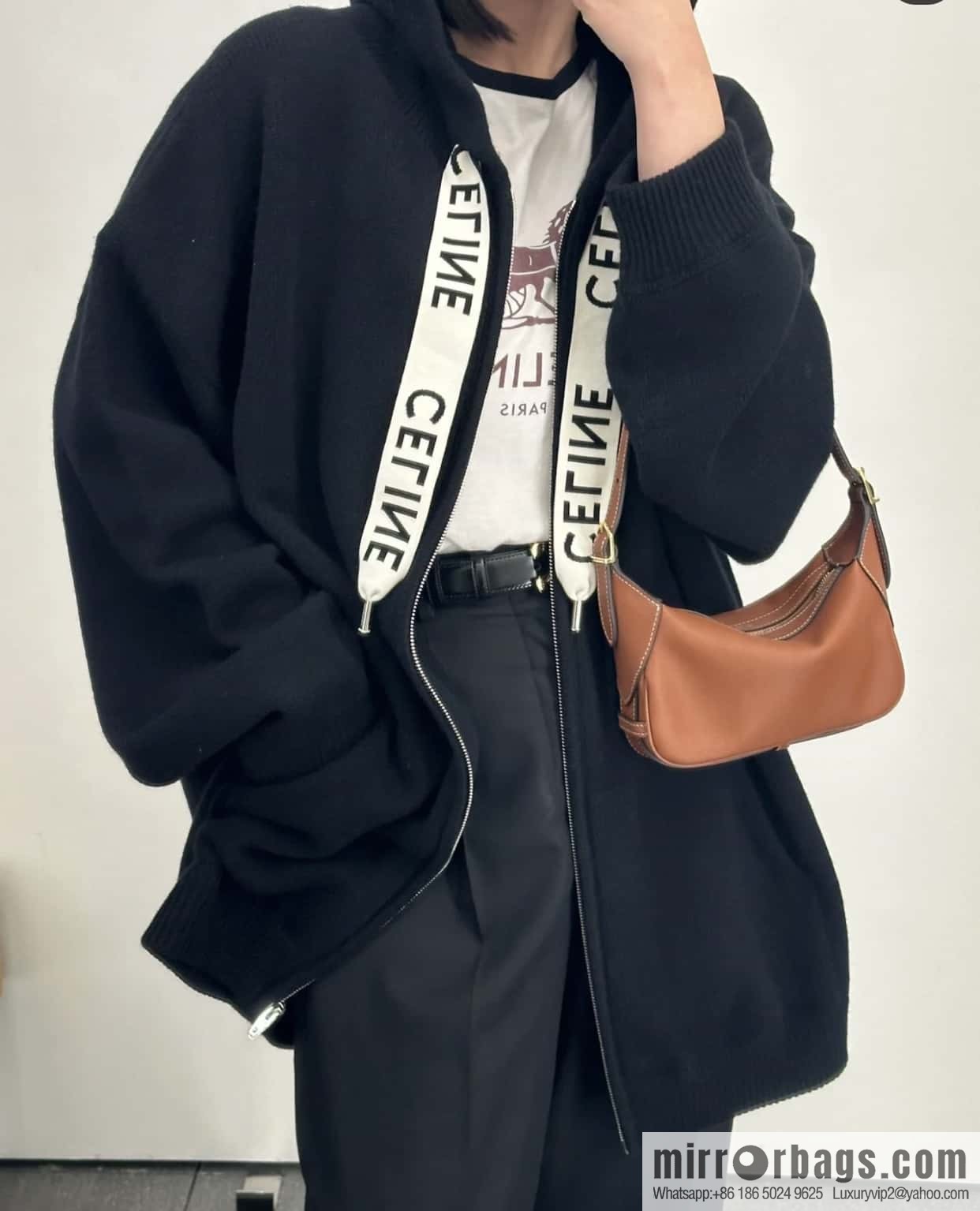 CELINE ROMY Mini Soft Cow Leather Handbag 10K123 Brown