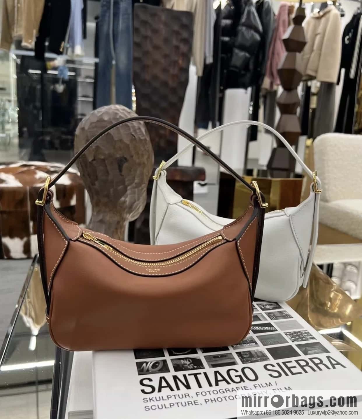 CELINE ROMY Mini Soft Cow Leather Handbag 10K123 Brown
