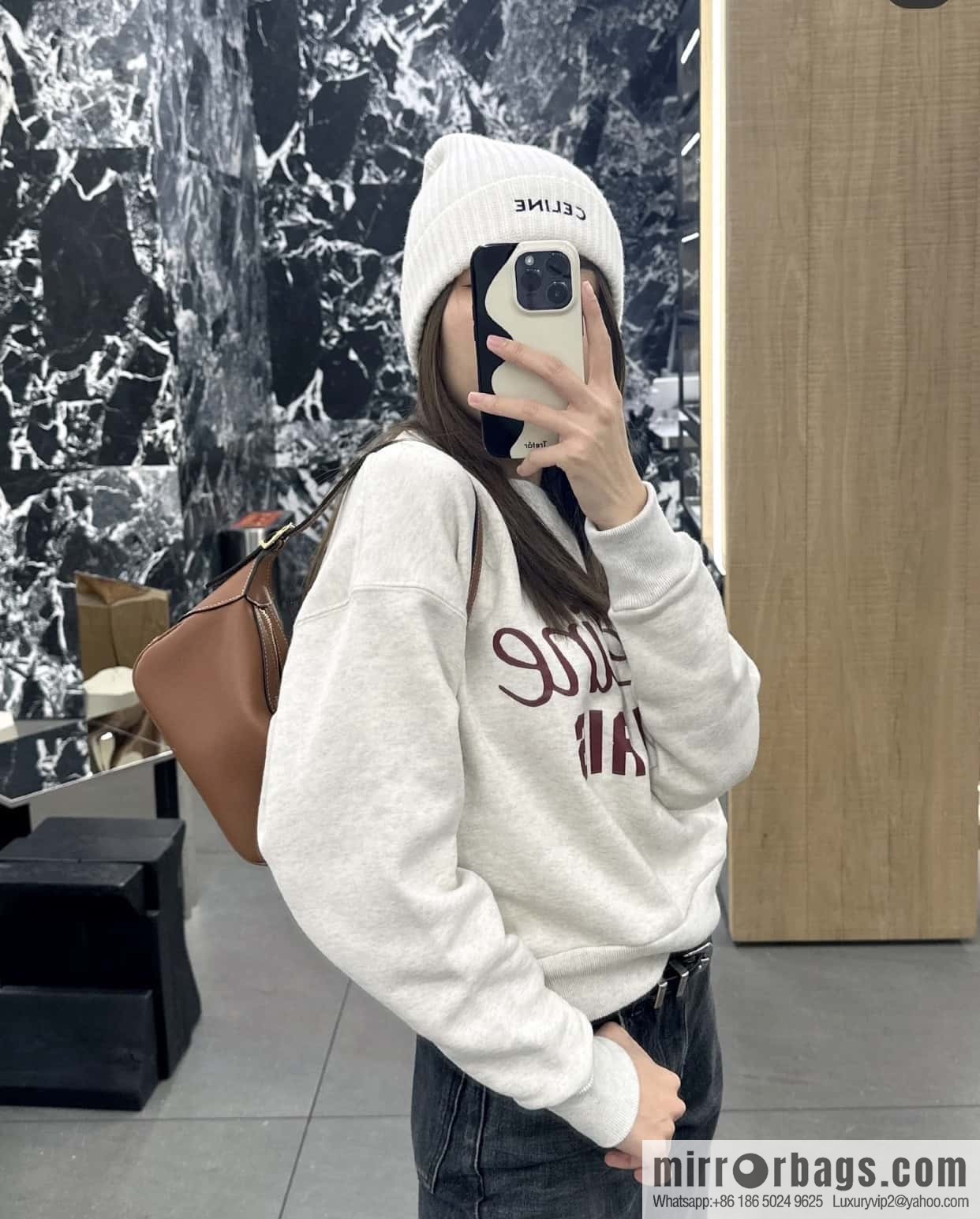 CELINE ROMY Mini Soft Cow Leather Handbag 10K123 Brown