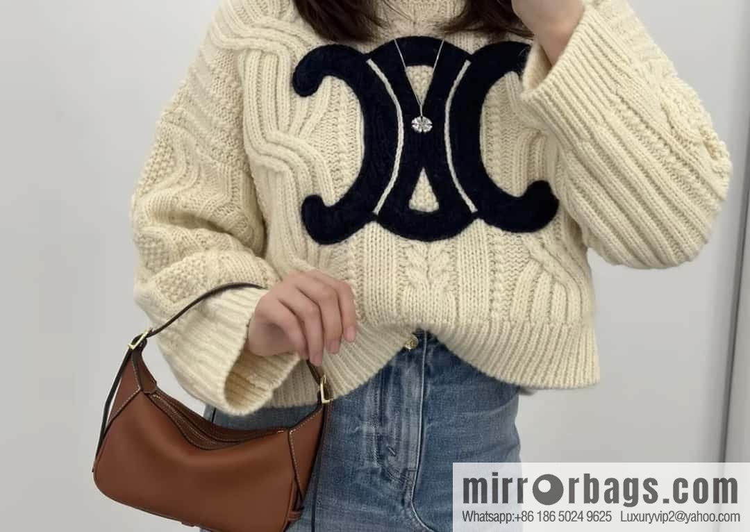 CELINE ROMY Mini Soft Cow Leather Handbag 10K123 Brown