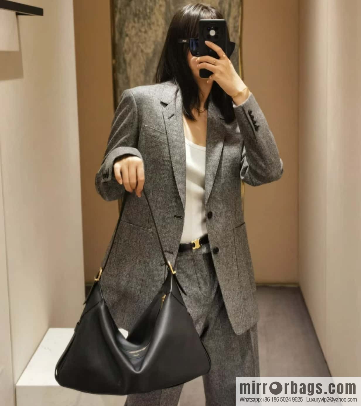 CELINE ROMY Large Soft Cow Leather Handbag 110793 Black