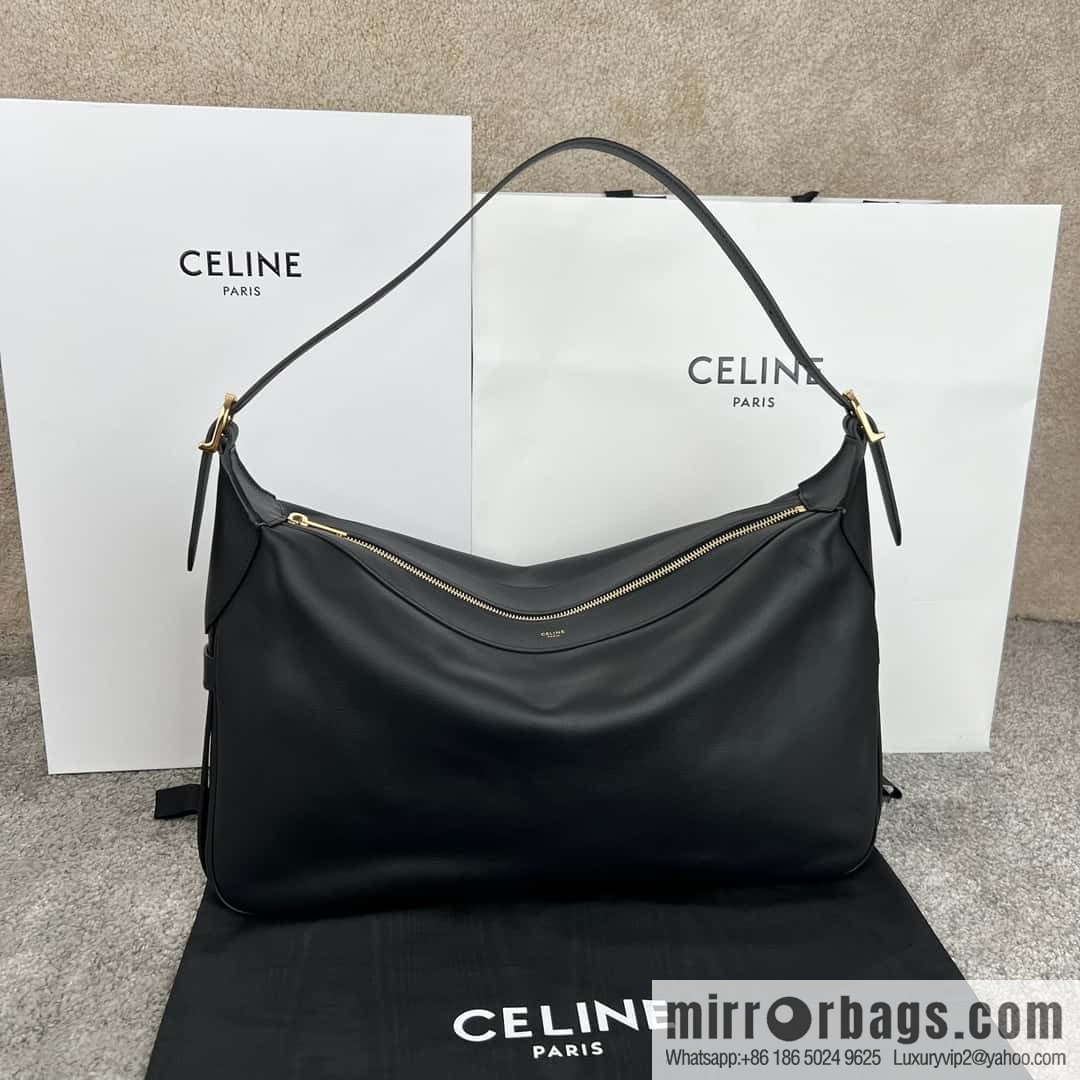 CELINE ROMY Large Soft Cow Leather Handbag 110793 Black